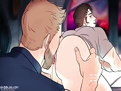 Gay eats the ass of muscular dude and have intense anal pounding in hentai gay porn