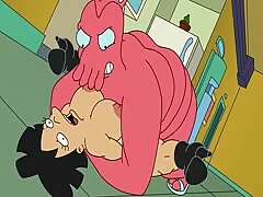 Pink octopus fucking a sexy MILF with its huge hentai dick