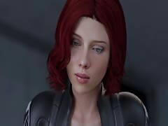 Marvel hentai porn with Black Widow sucking huge dick and jacking it off