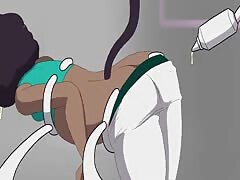 Tentacle machine fucking a cartoon girl's holes until she orgasm