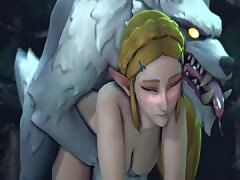 Cute little girl got lost in the woods and got banged by a white wolf in animal xxx