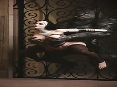 Big bad black dog wrecking the juicy pussy of a busty nun