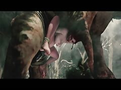 Giant monster fucking a naked and beautiful anime girl