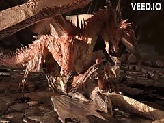 Dragons having animal sex inside a cave and had orgasm together