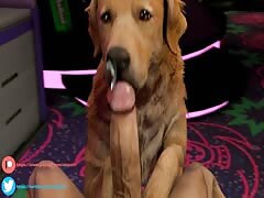 Dog giving blowjob to a nasty beastie gal's dick