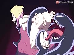 Spidergwen hentai porno with Venom fucking gwen in her holes