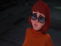 Big dick sex toys getting sucked by Velma in scooby doo hentai porn