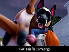 Dog porno with dog banging and destroying the pussy of petite teen