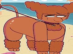 Brown dog got sex toys inside its ass and got penetrated