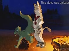 Green lizard got fucked by a big dog dick from behind