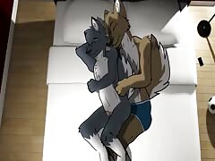 Dog fucking her girlfriend dog on the couch in intense animal sex