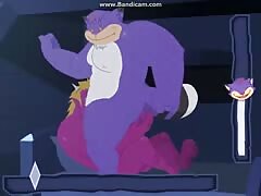 Big gay monster sucking the dick of a purple monster in cartoon xxx