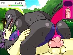 Pokemon hentai porn with black pokemon got on top of another pokemon