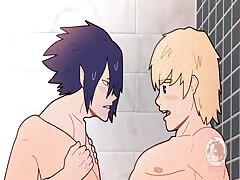 Cartoon dudes having anal sex while taking a bath